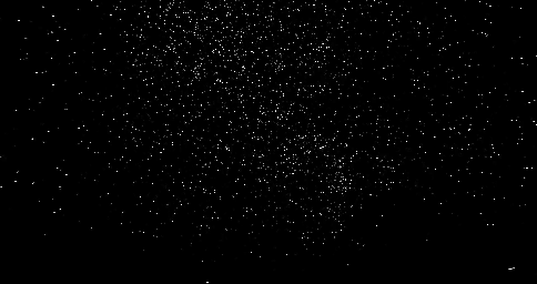 Motion-detected output showing only moving objects in white